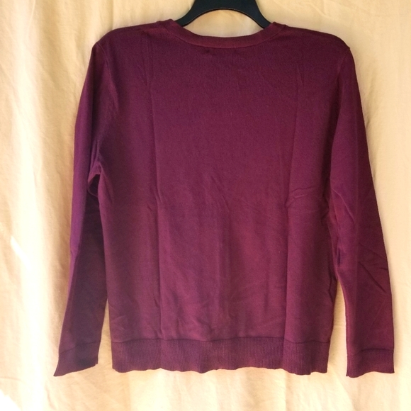 Jewel Button Cardigan (Burgundy) - Picture 2 of 9